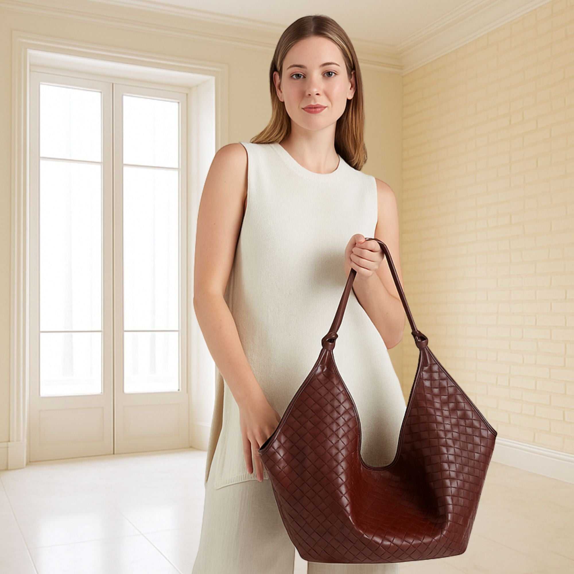 Arla Woven Leather Tote