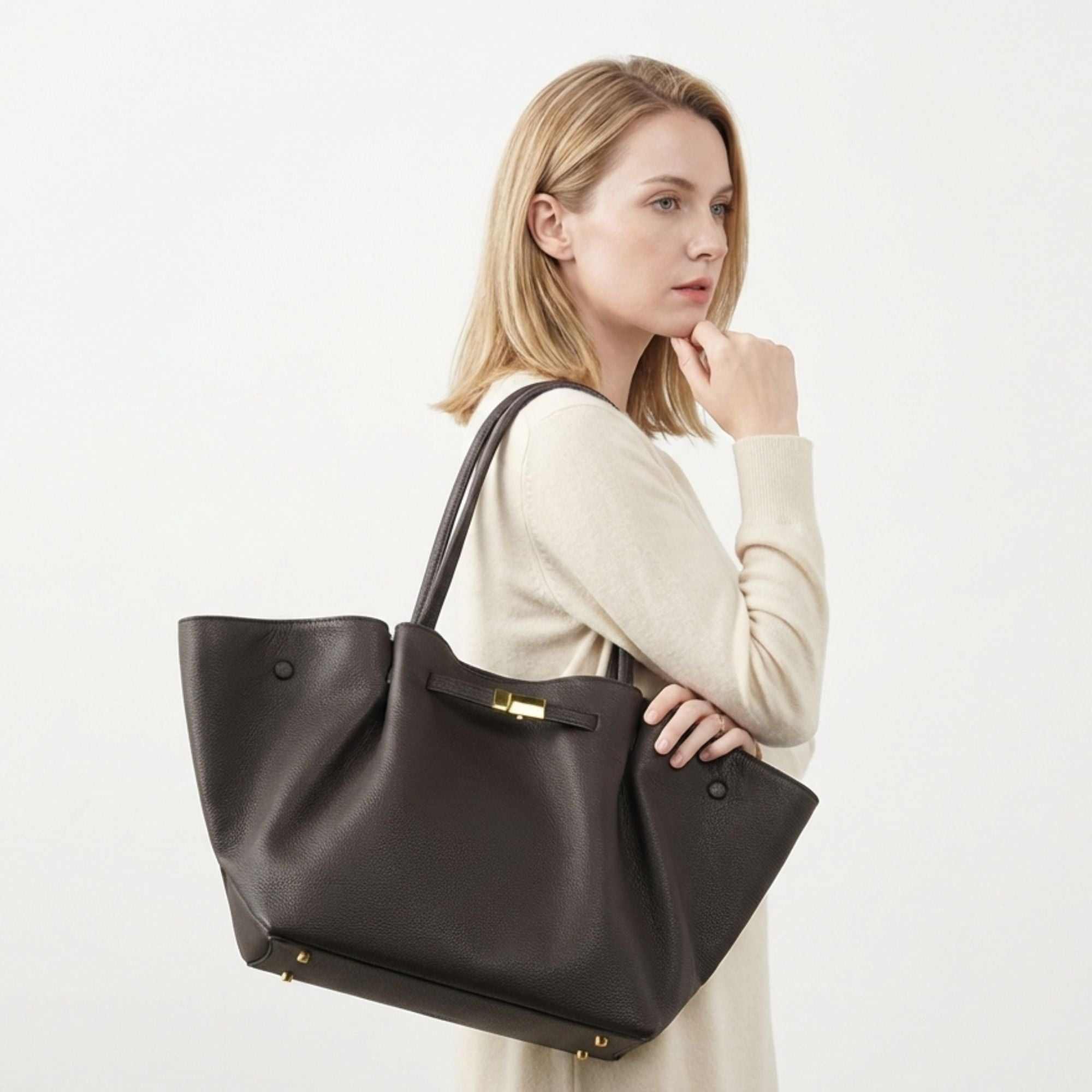 Ashford Top Grain Leather Basket Tote