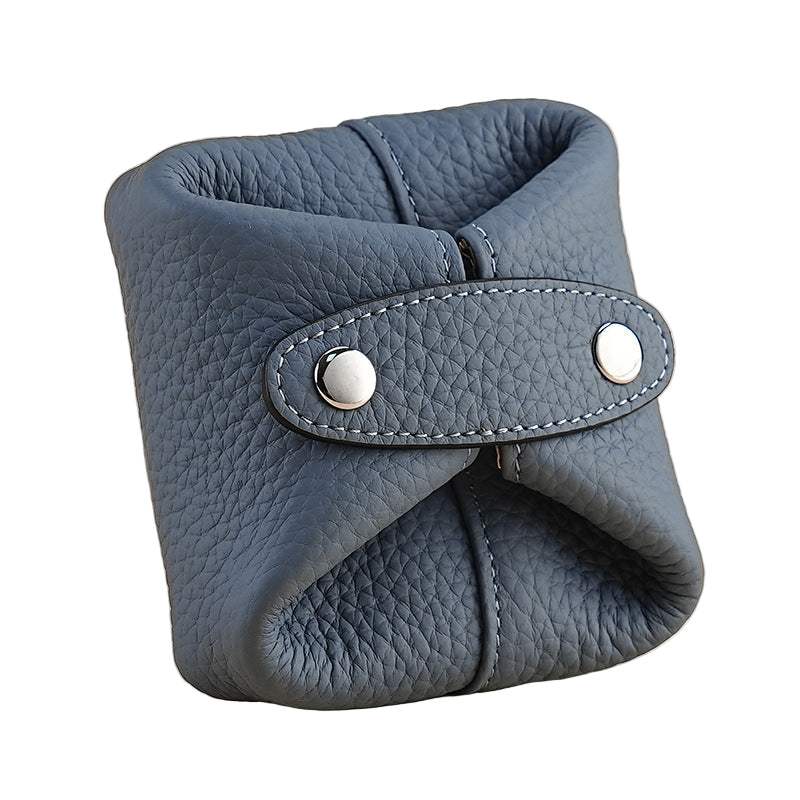 Aura Leather Small Cosmetic Pouch blue