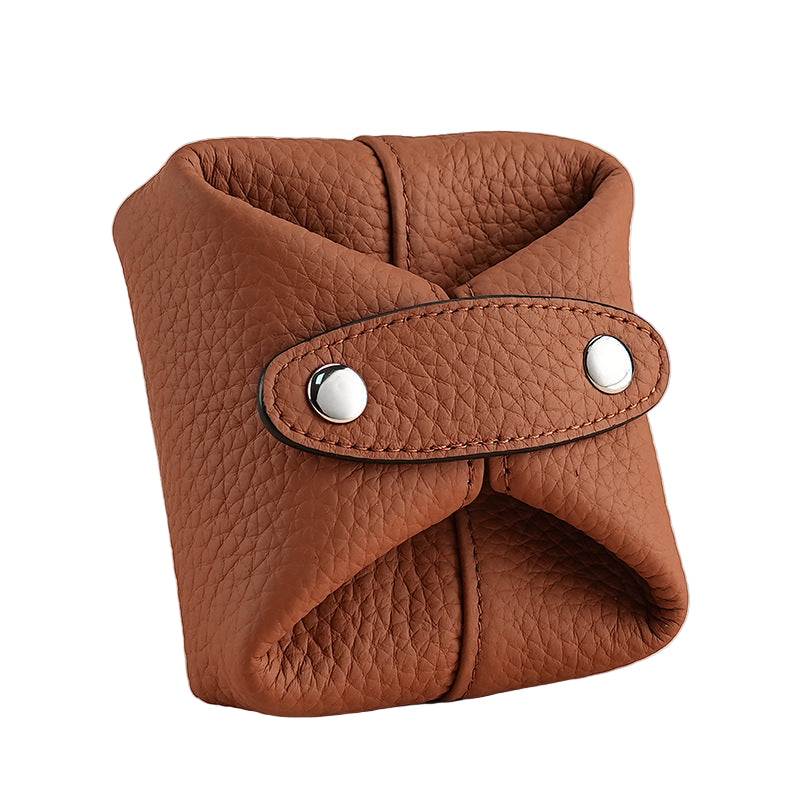 Aura Leather Small Cosmetic Pouch in brown
