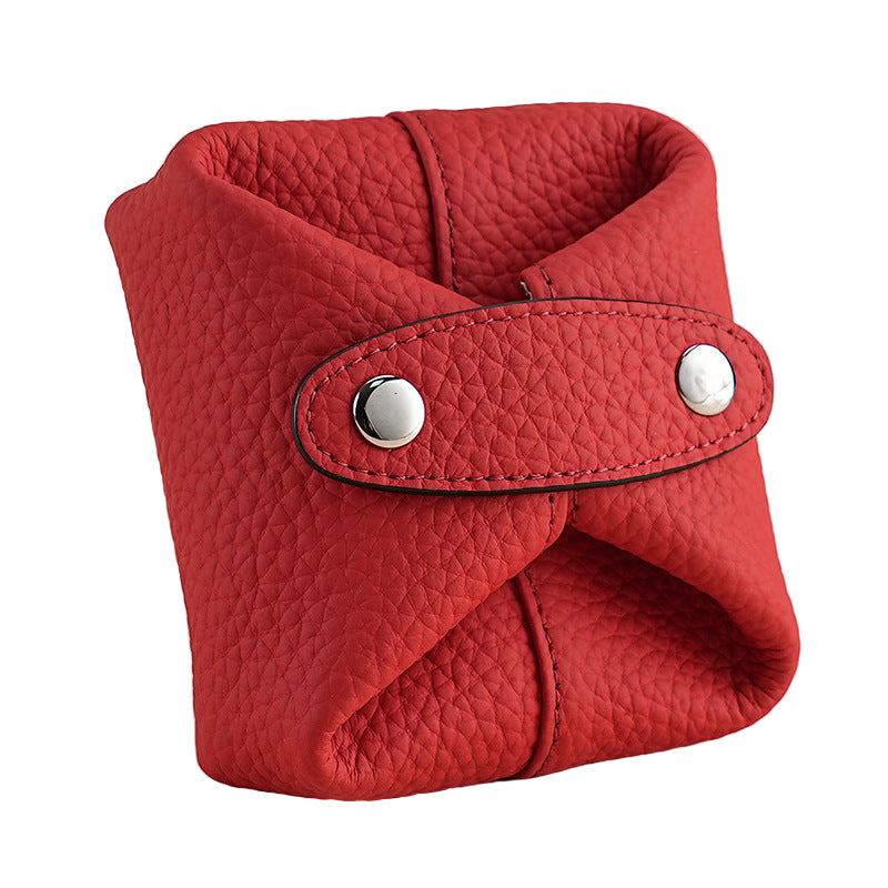 Aura Leather Small Cosmetic Pouch in red