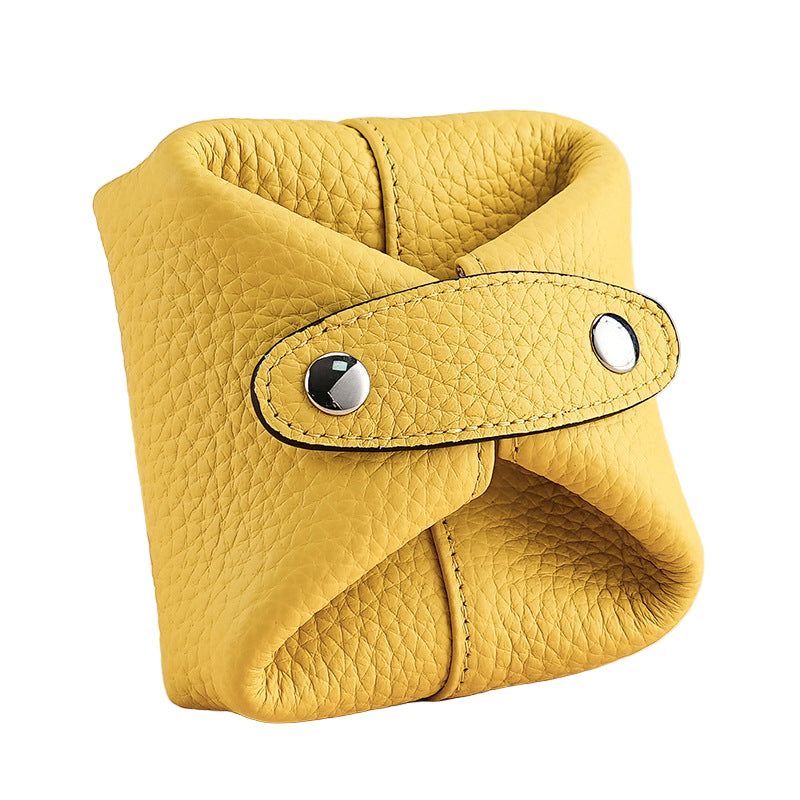 Aura Leather Small Cosmetic Pouch in yellow