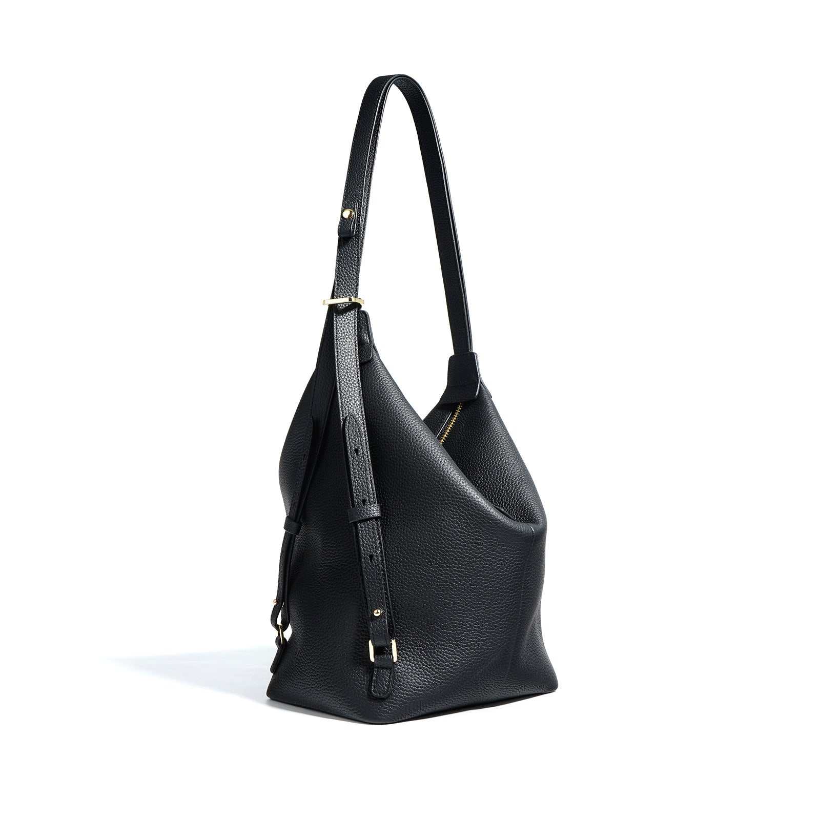 Convertible leather backpack purse handbag with adjustable straps.