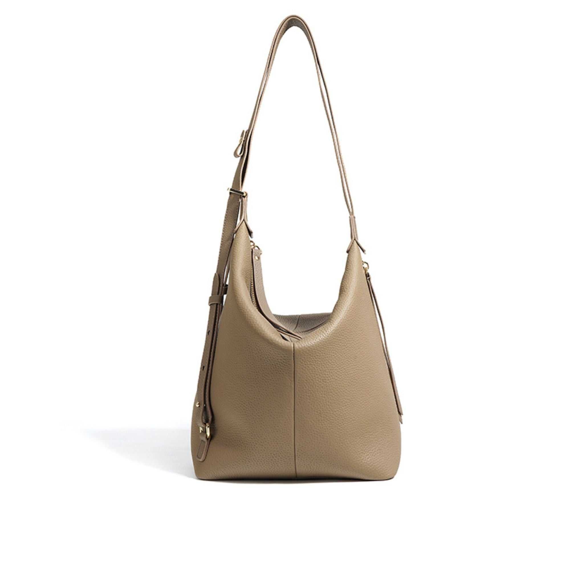 Convertible backpack purse handbag in genuine leather with adjustable shoulder and backpack straps.