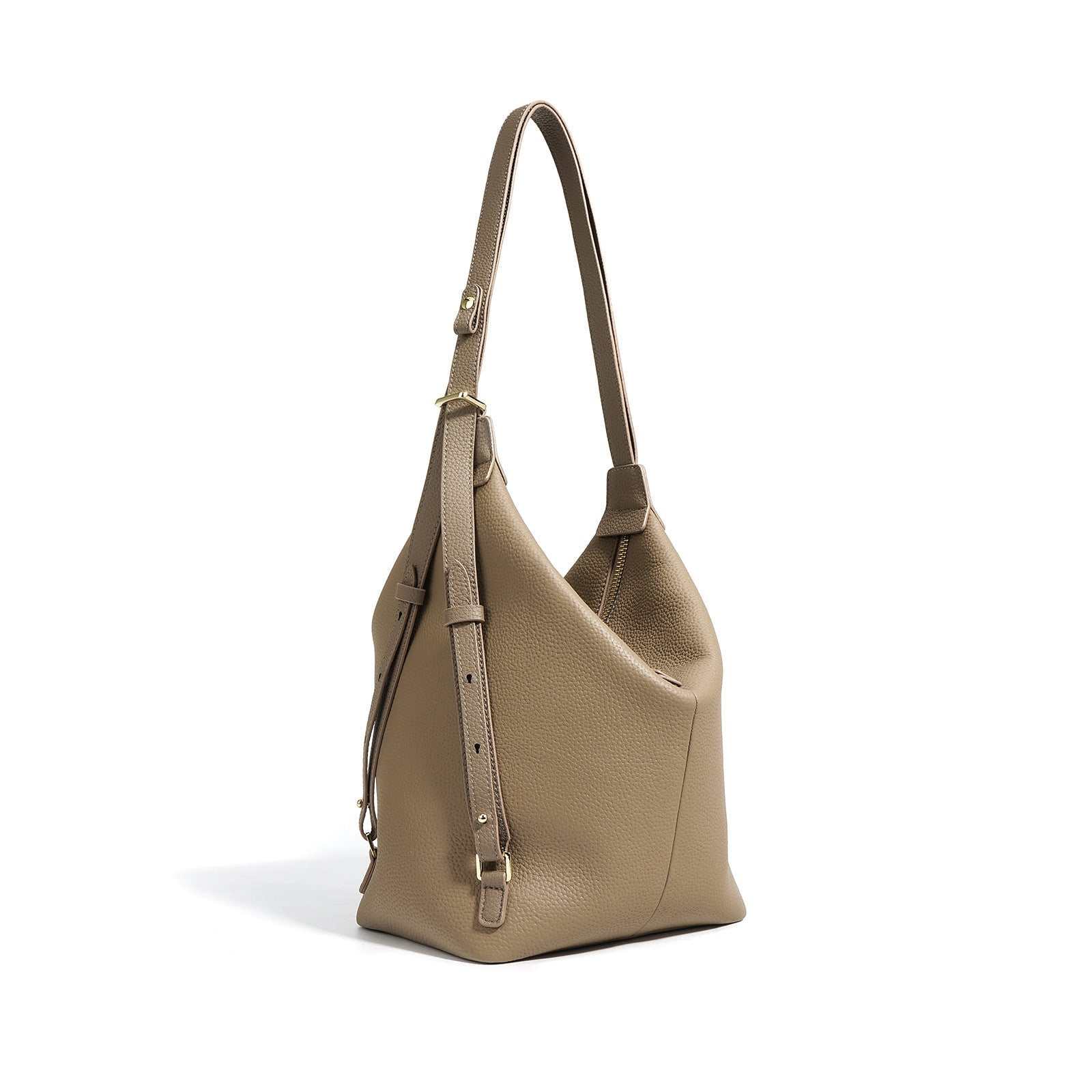 Convertible backpack purse handbag in genuine leather with adjustable straps.