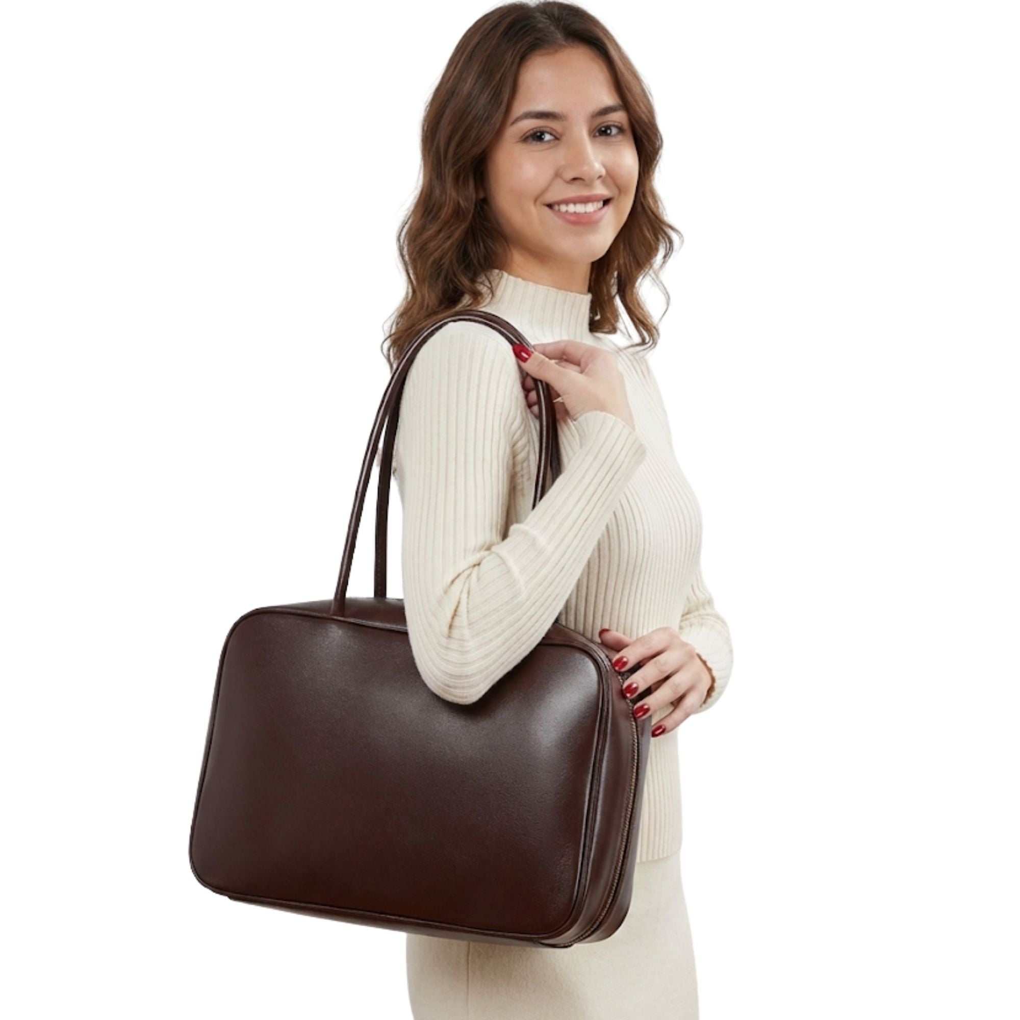 Hadley Top Grain Leather Large Bowler Bag