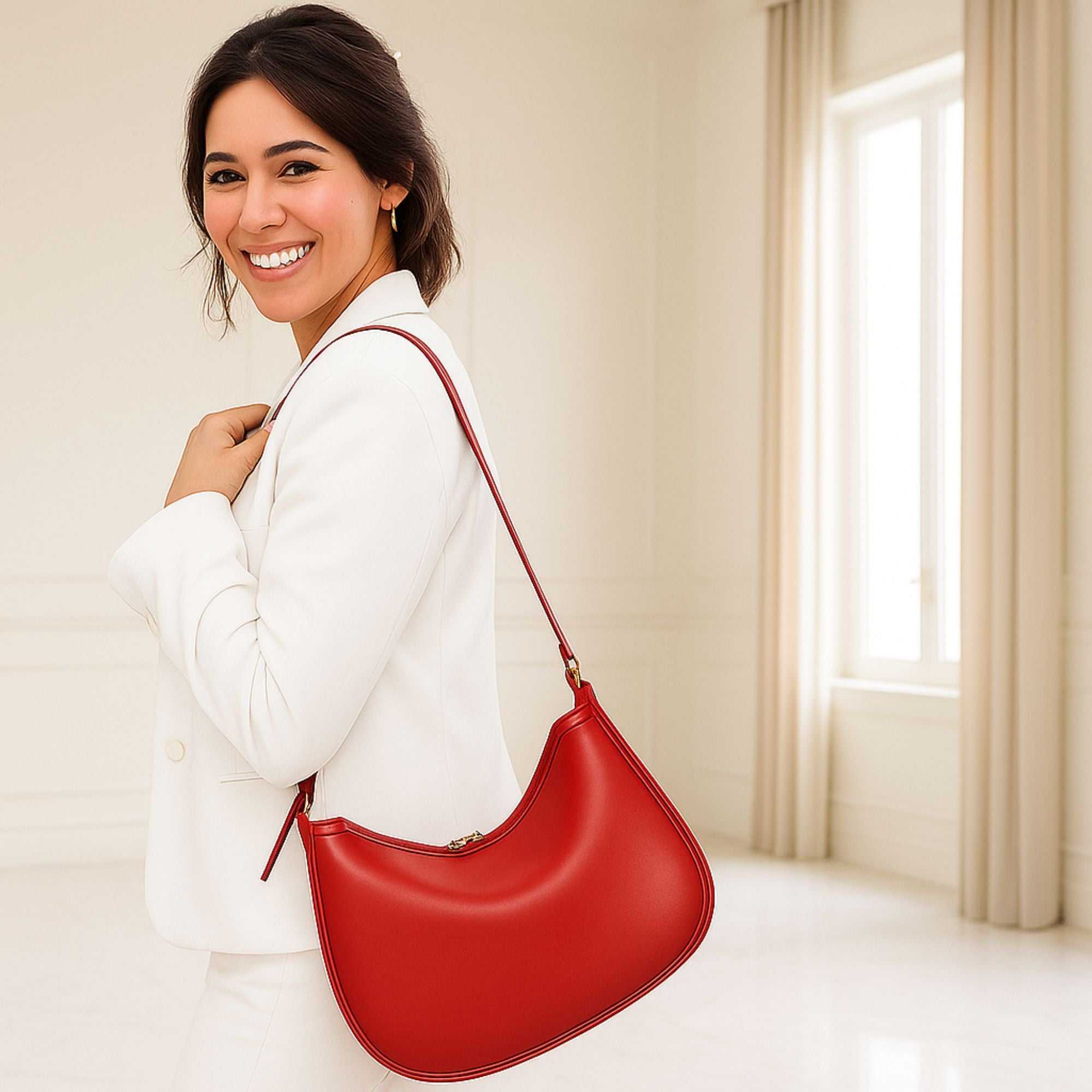 Cambridge Leather Crescent Handbag