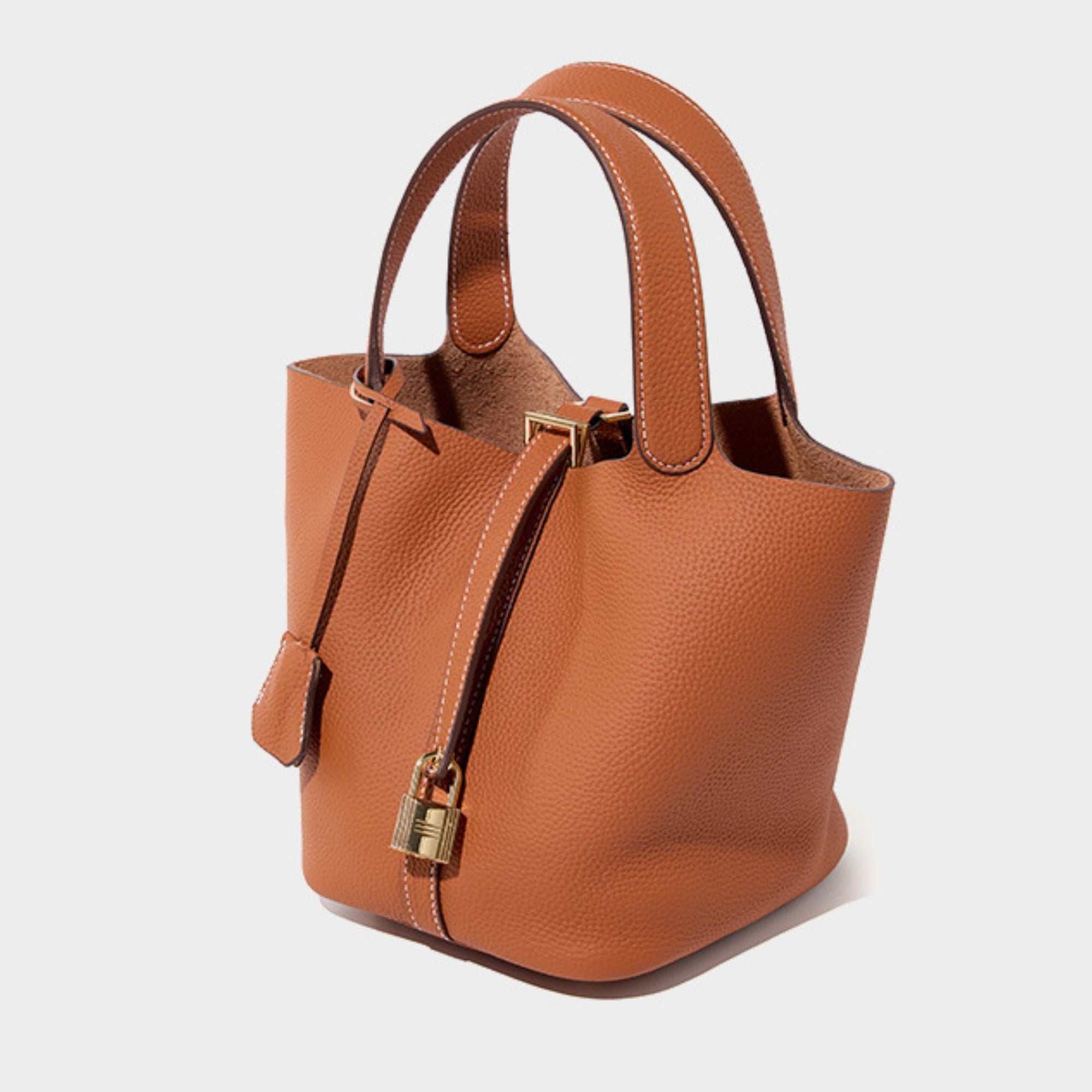 Lychee Leather Basket Tote, durable genuine leather, modern