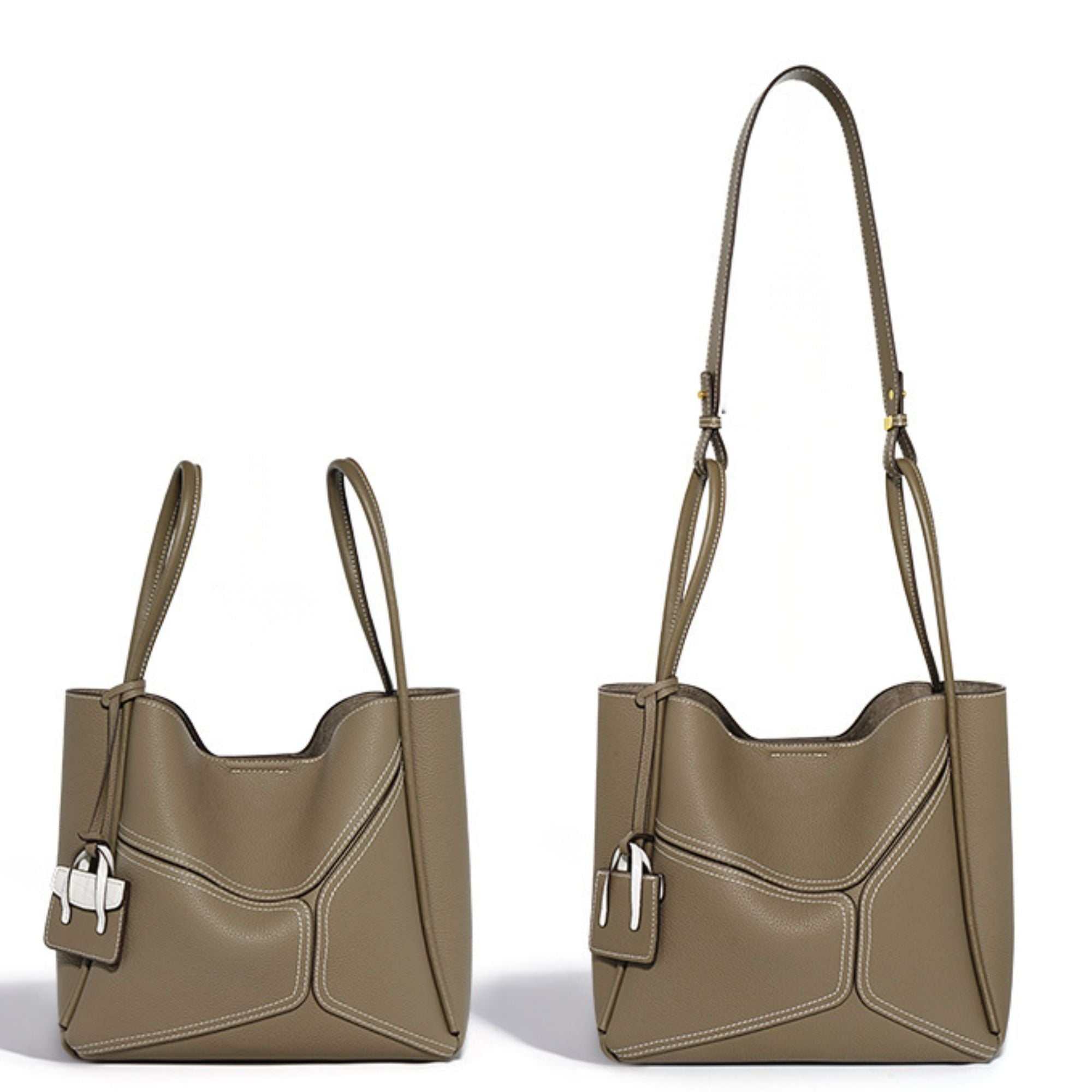 Meridian Top Grain Leather Geometric Bag