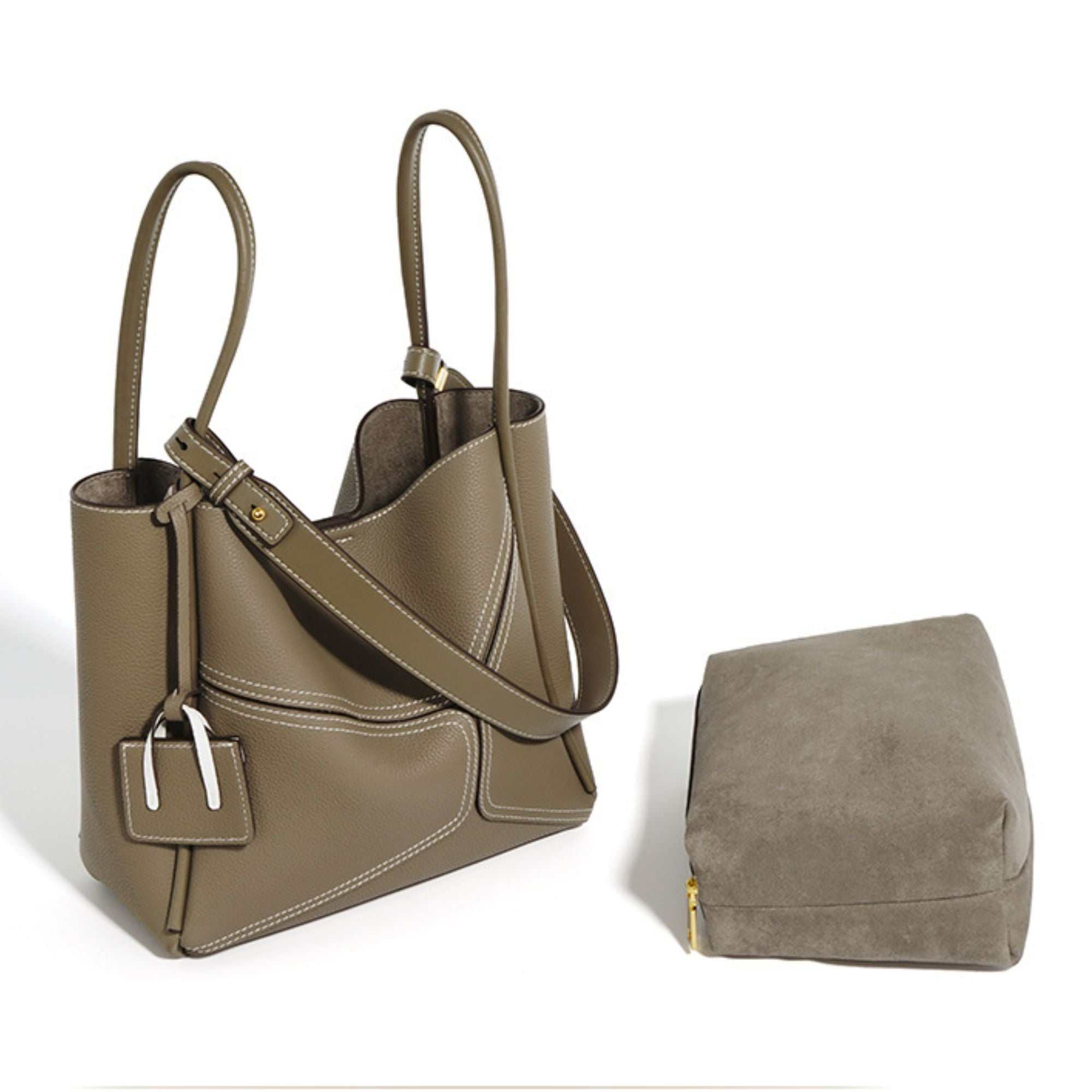 Meridian Top Grain Leather Geometric Bag