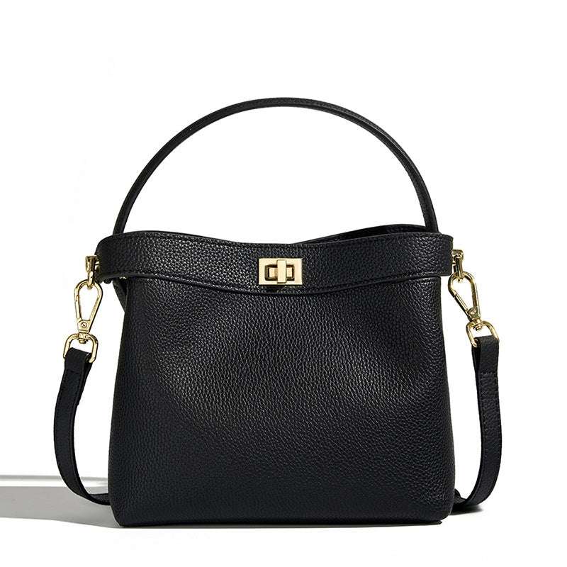 Genuine Leather Crossbody Bucket Style Bag
