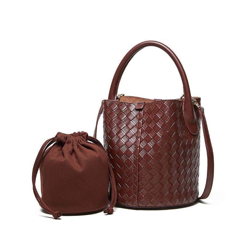 Small Woven Bucket Crossbody Bag