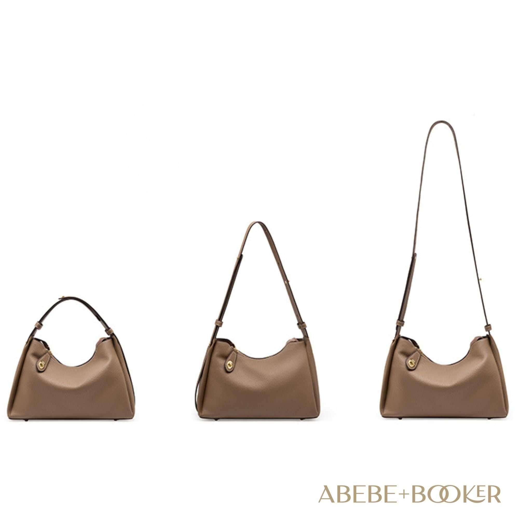 Trapezoid Leather Crossbody Handbag with strap lengths