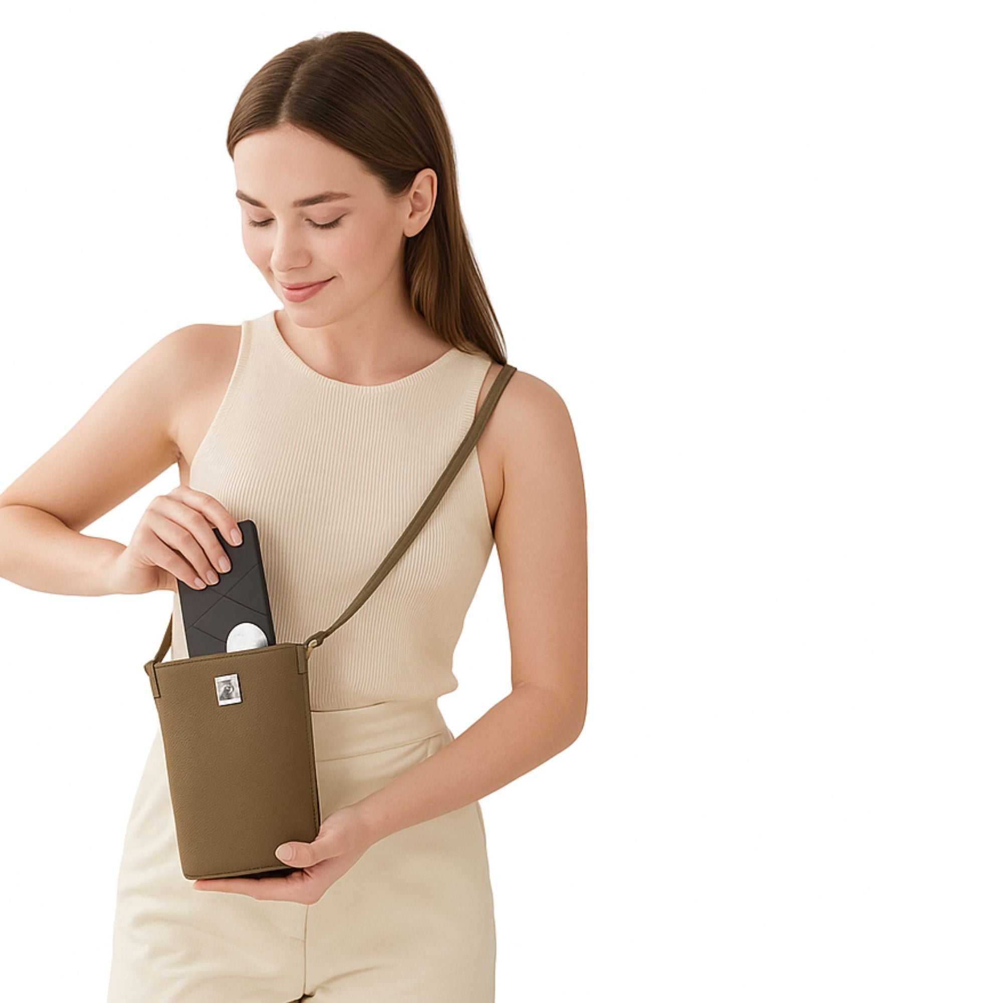 Vertica Leather Crossbody Phone Bag