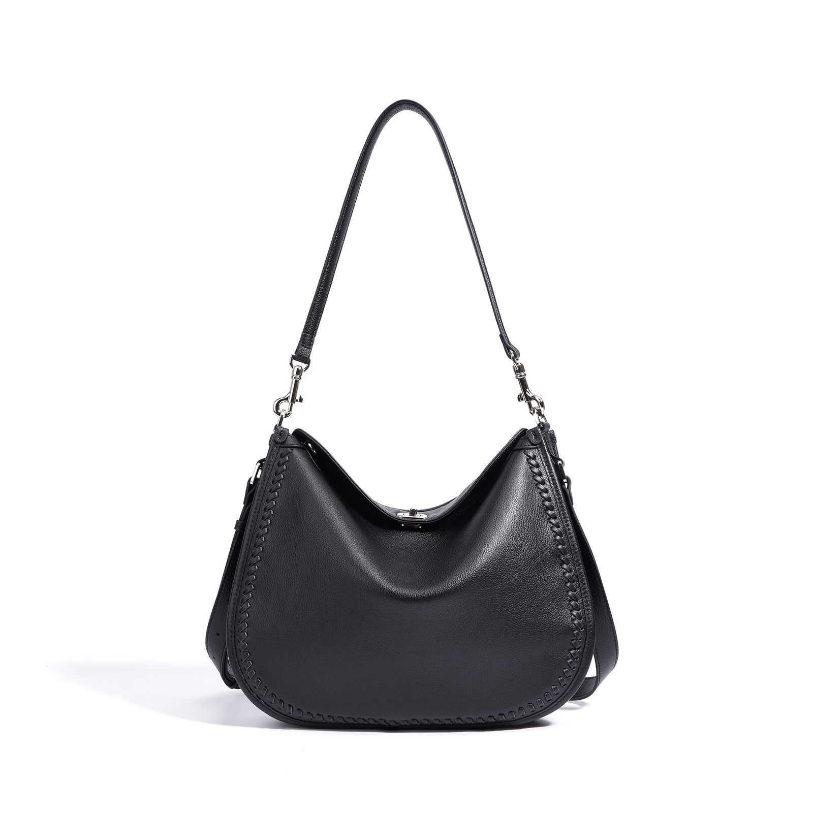 black leather satchel