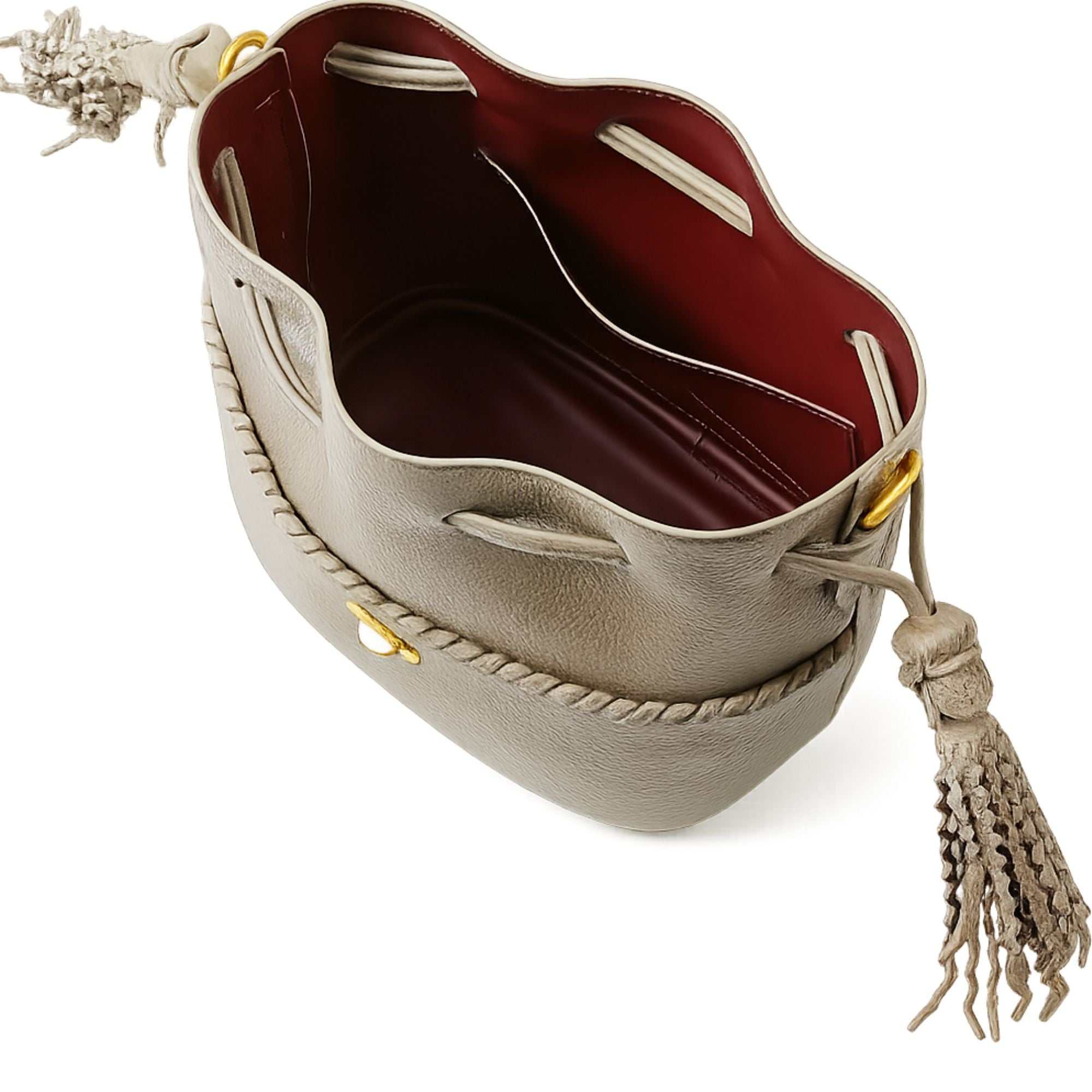 ChicTote Tassel Leather Bucket Bag