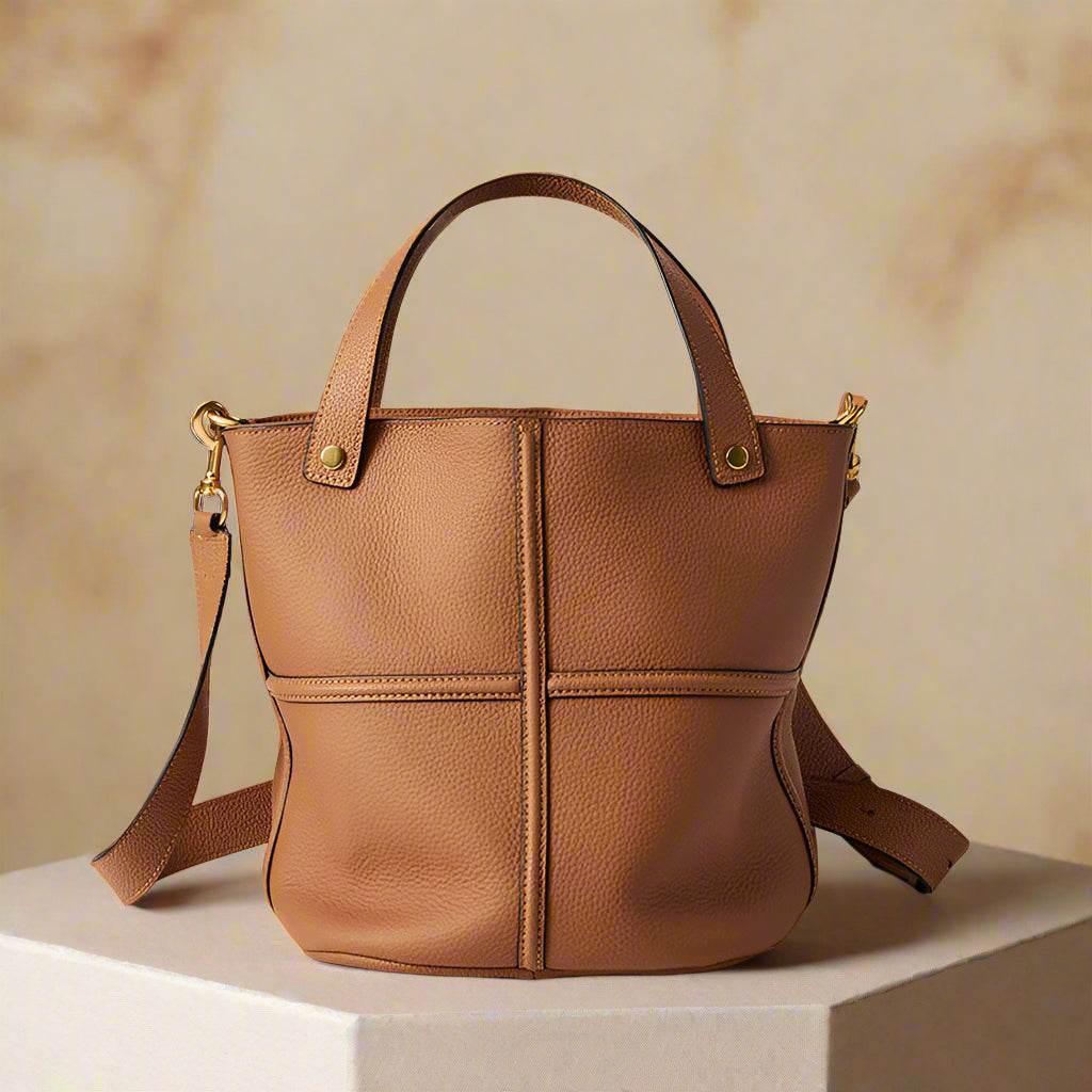 leather handbag on sale crossbody in brown leather