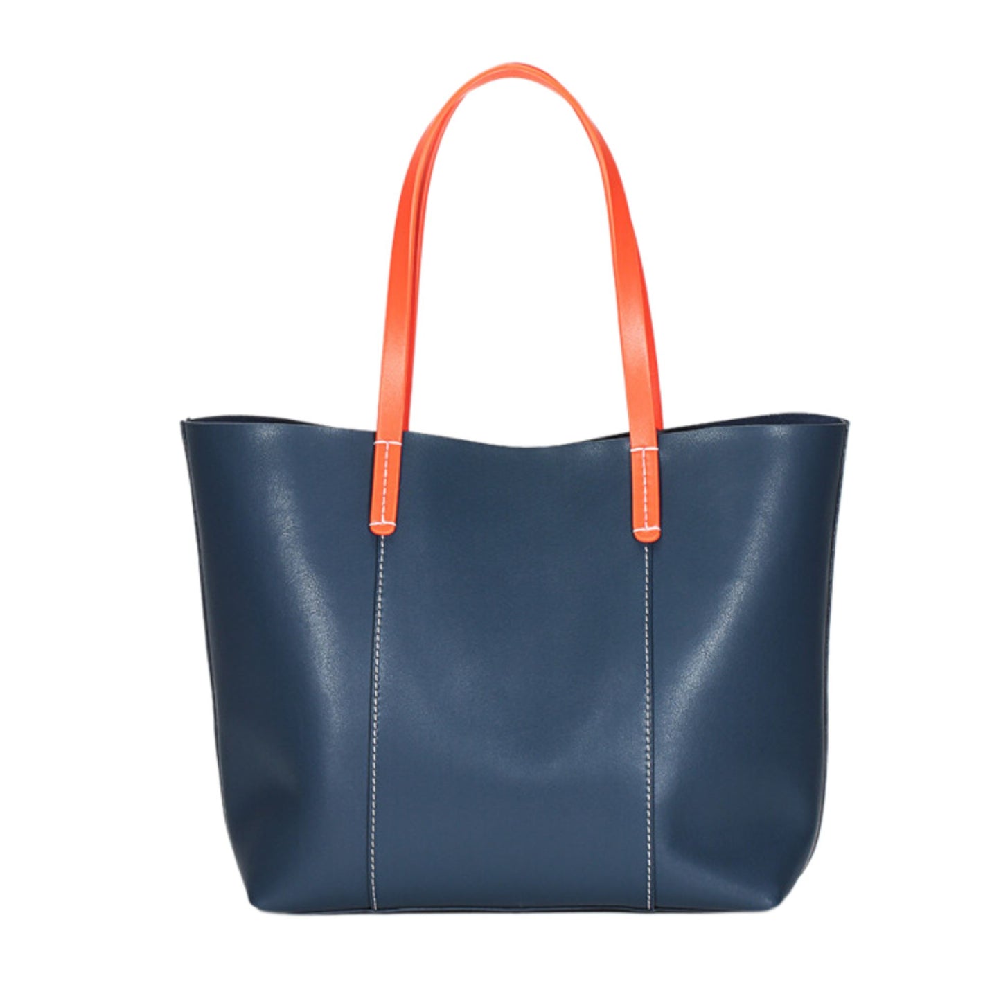 Genuine Leather Contrast Color Handbag