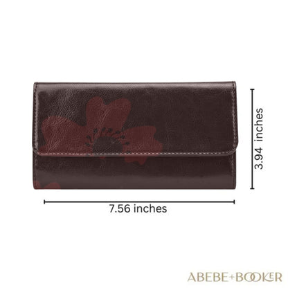 Women's Trifold Wallet, Burgundy Aster