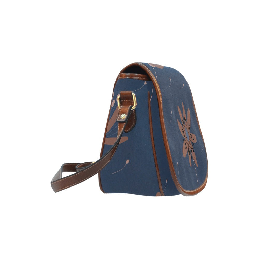 Large Crossbody Bag, Navy Dandelion