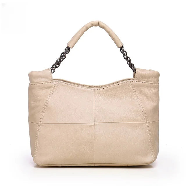 Genuine Leather Chain-link Crossbody Bag