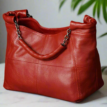 Genuine Leather Chain-link Crossbody Bag