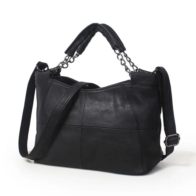 Genuine Leather Chain-link Crossbody Bag