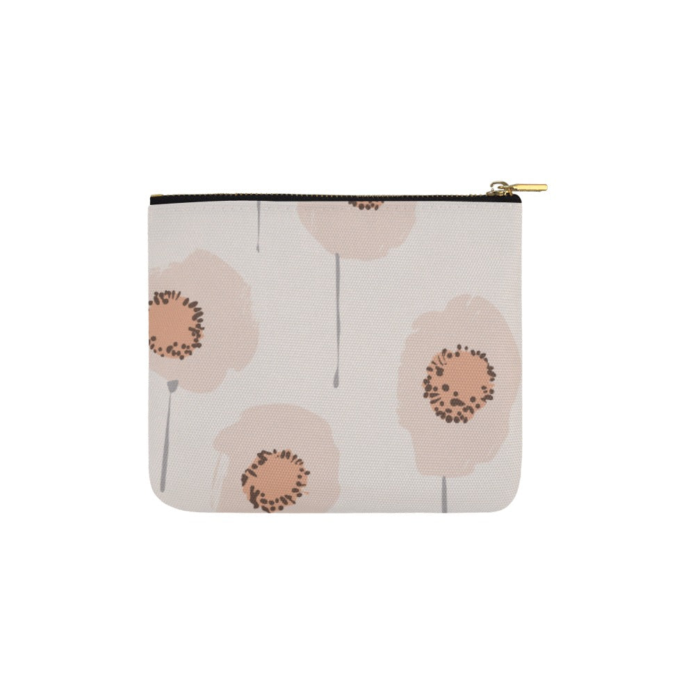 Canvas Makeup Bag Small, Peach Poppy