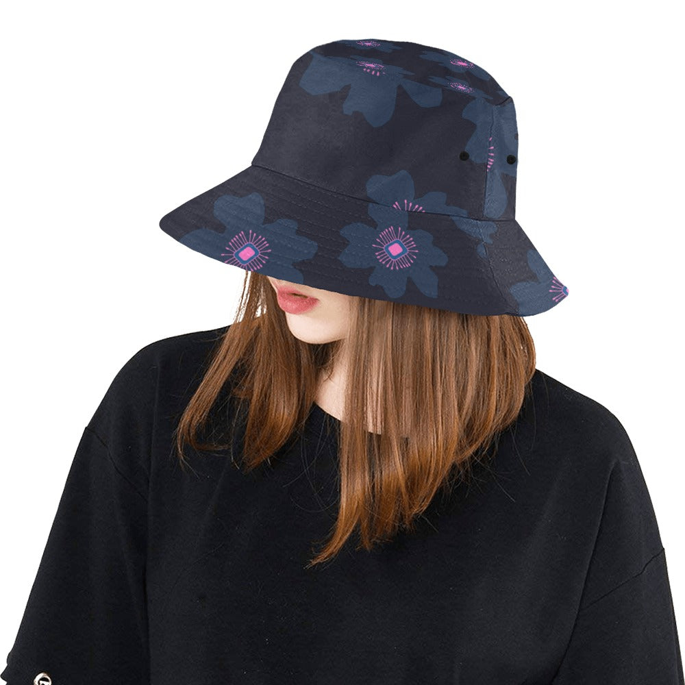 Floral Bucket Hat, Pink Hibiscus