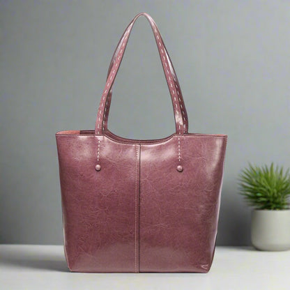 Genuine Leather Bold and Practical Ladies Tote