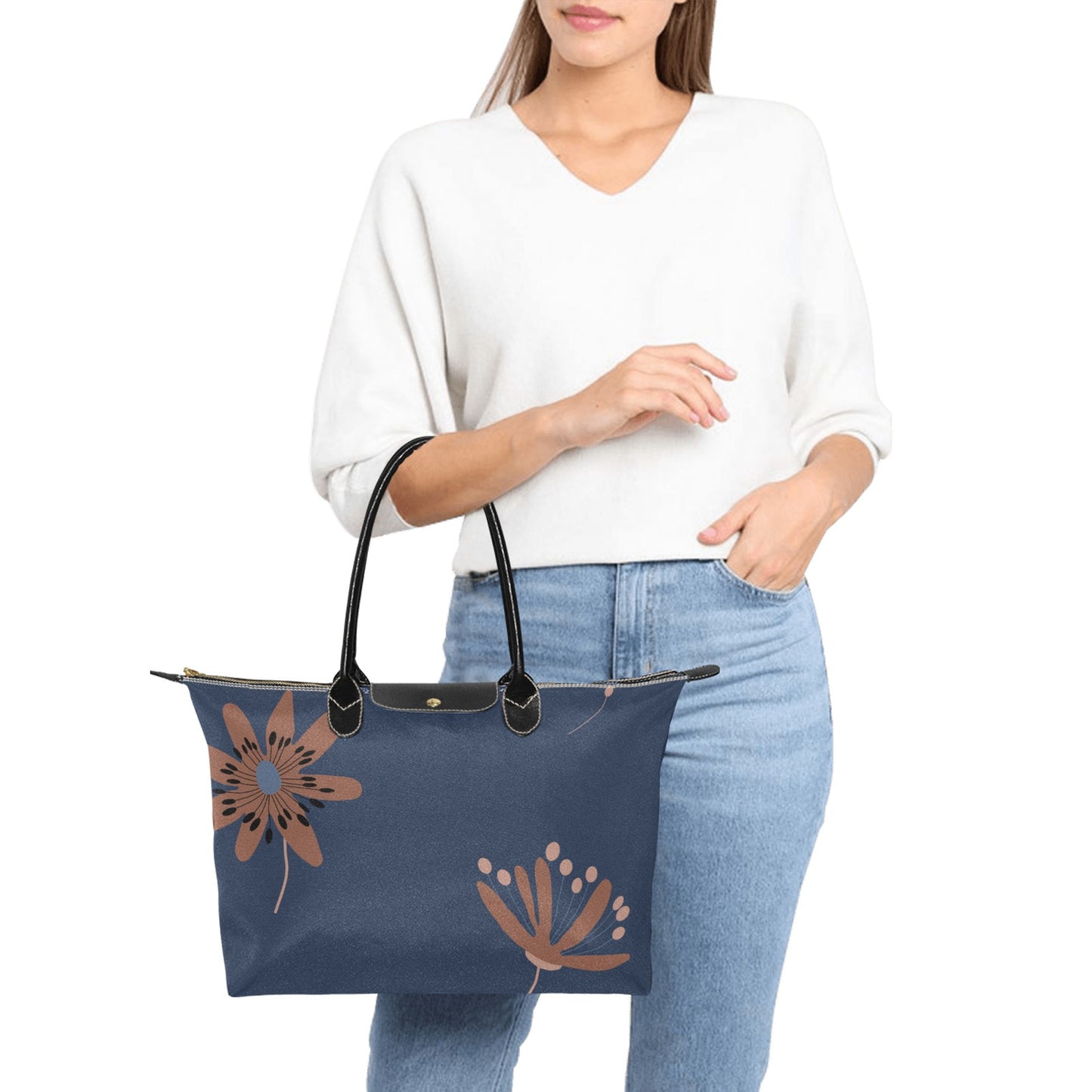 Polyester Tote Bag | Navy Dandelions