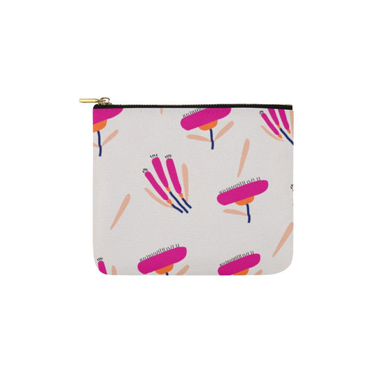 Canvas Makeup Bag Small, Pink Lantana