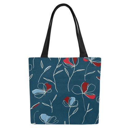 Floral Canvas Tote Bags, Original print Cornflower (Set of 4)