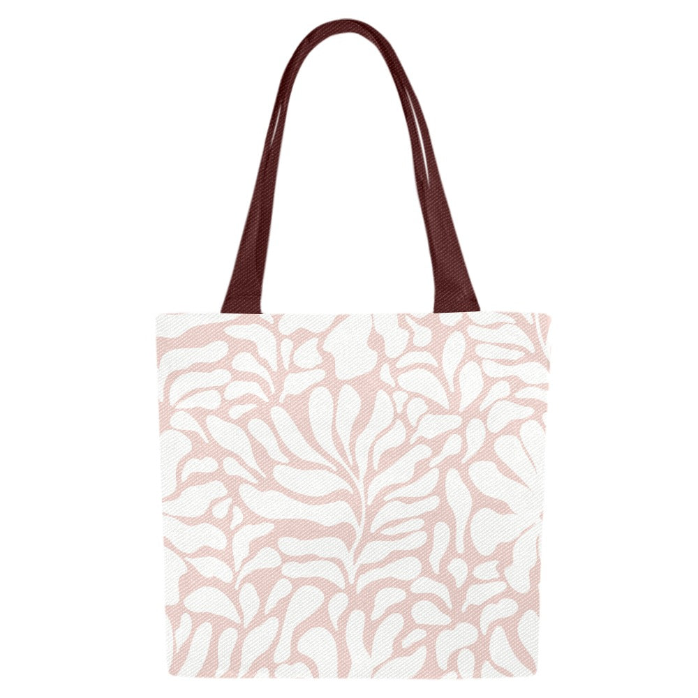 Floral Canvas Tote Bags, Wavy Pink (set of 4)