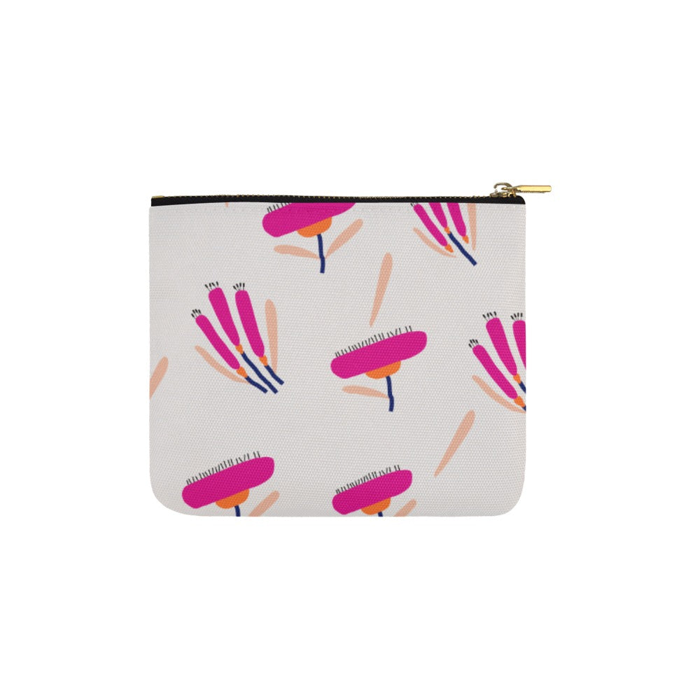 Canvas Makeup Bag Small, Pink Lantana