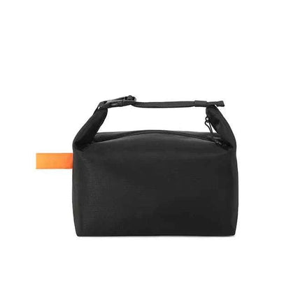 Adult Lunch Tote Bag in black with orange tab, features premium insulation and large capacity, lightweight and portable design.