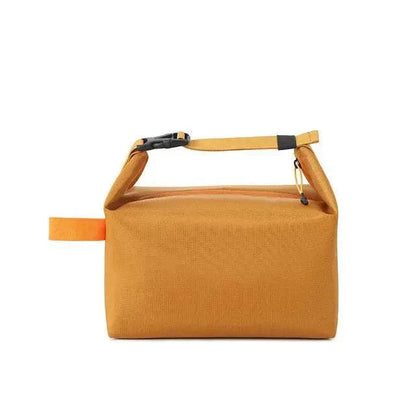 Adult lunch tote bag in orange with strap, designed for versatility, insulation, and easy portability.