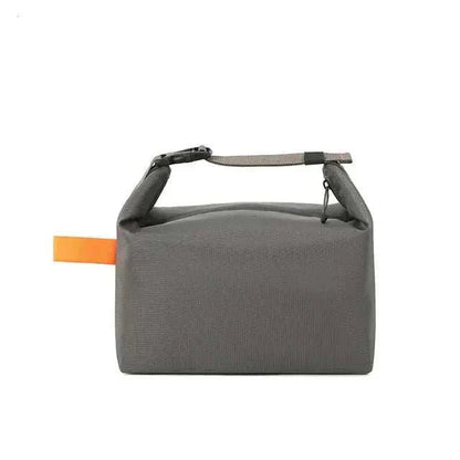 Gray adult lunch tote bag with premium insulation and orange accent, ideal for keeping meals fresh on the go.