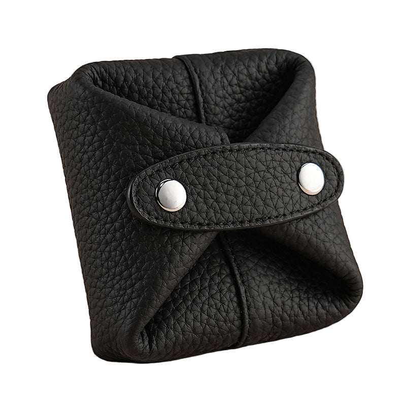 Aura Leather Small Cosmetic Pouch in black