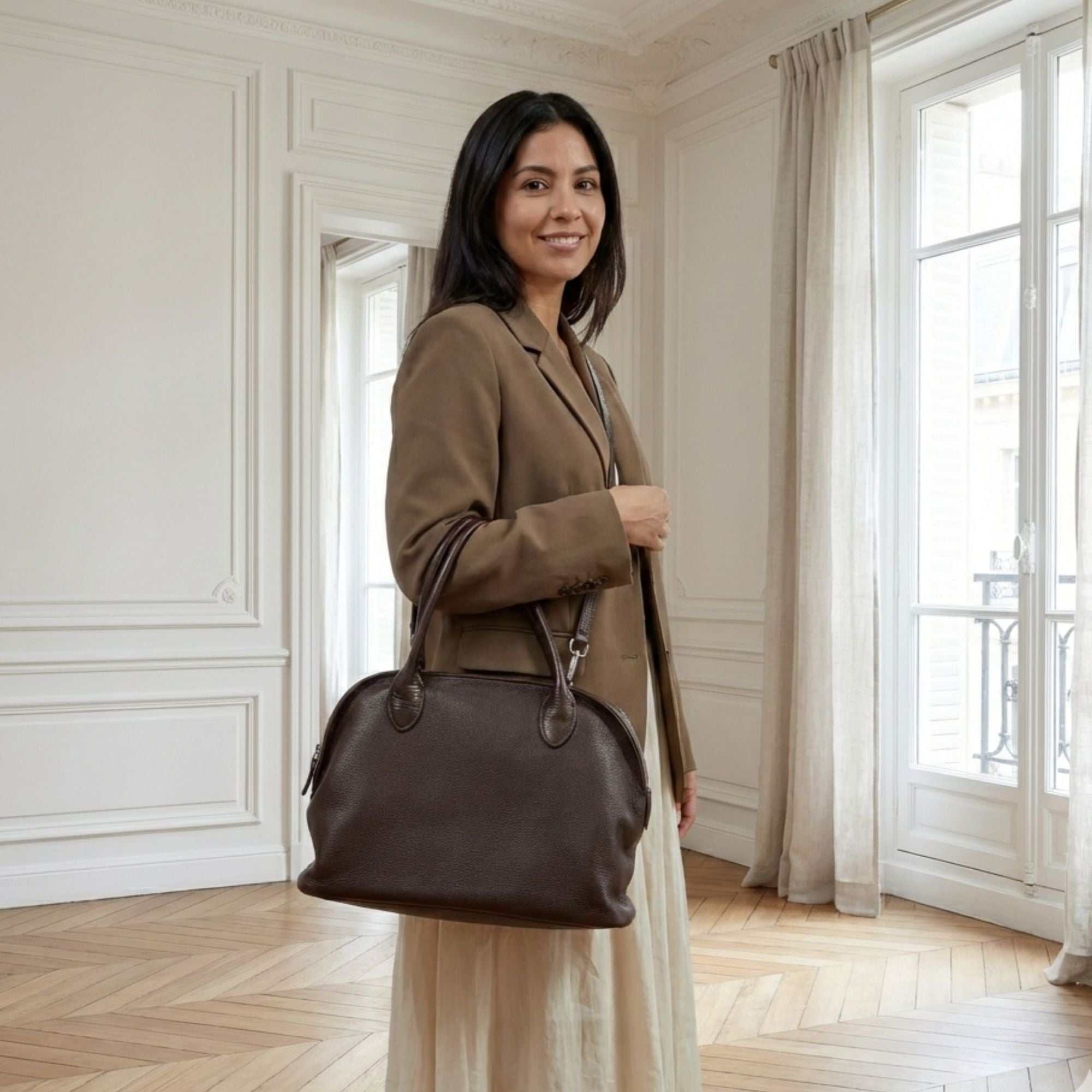 Bakewell Top Grain Leather Retro Satchel