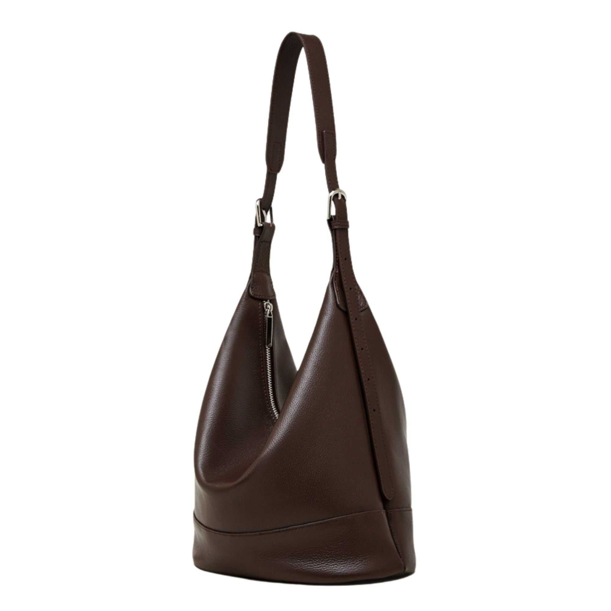 Beaumont Top Grain Leather Crossbody Bucket Bag