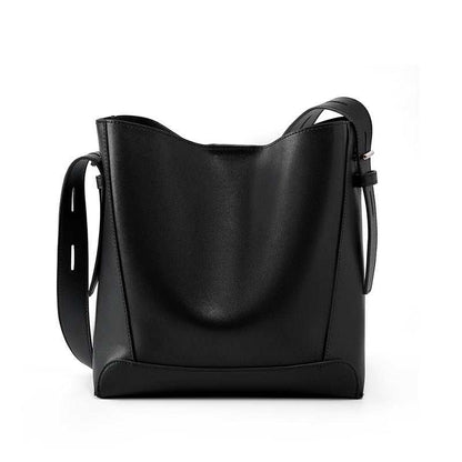 Premium Bucket Tote Purse in genuine leather with spacious interior and single-shoulder strap, ideal for everyday use.