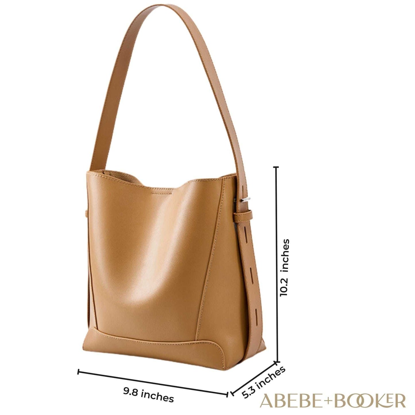 Genuine leather bucket tote purse with spacious interior and durable design.