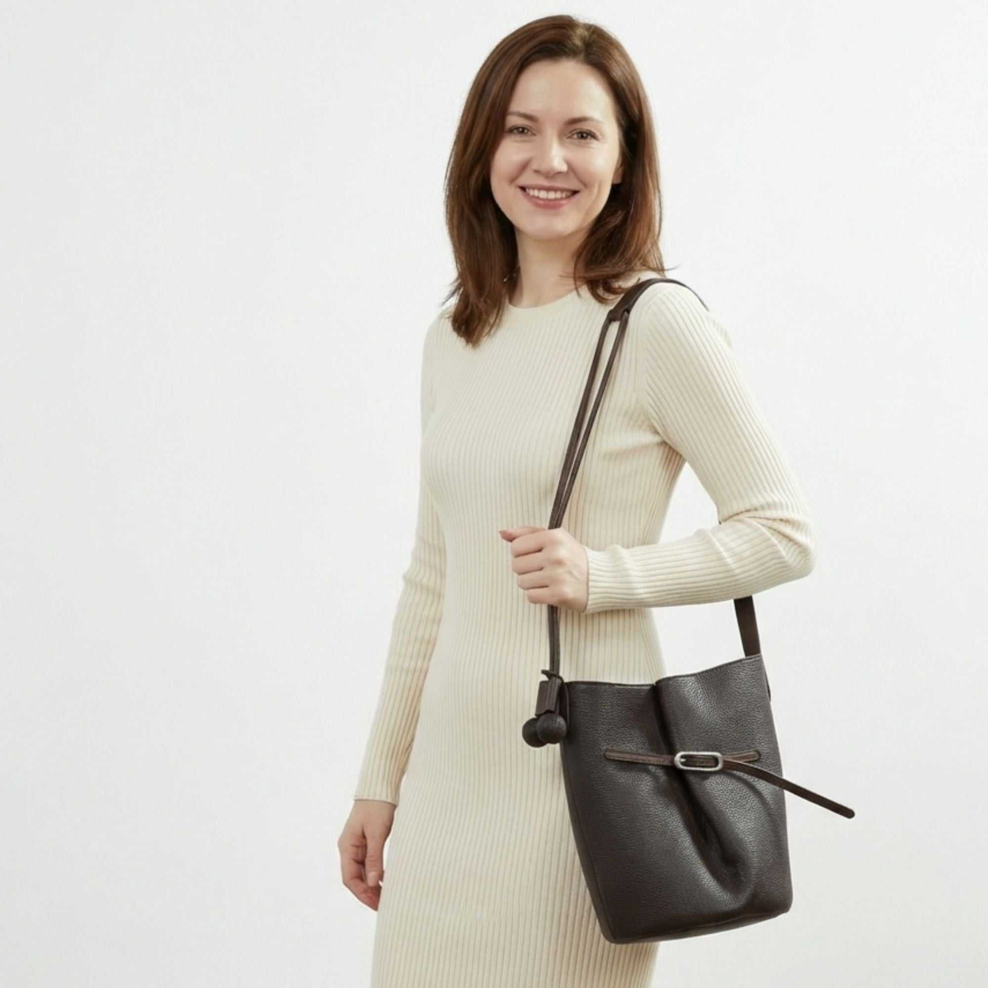 Chatsworth Top Grain Leather Bucket Bag