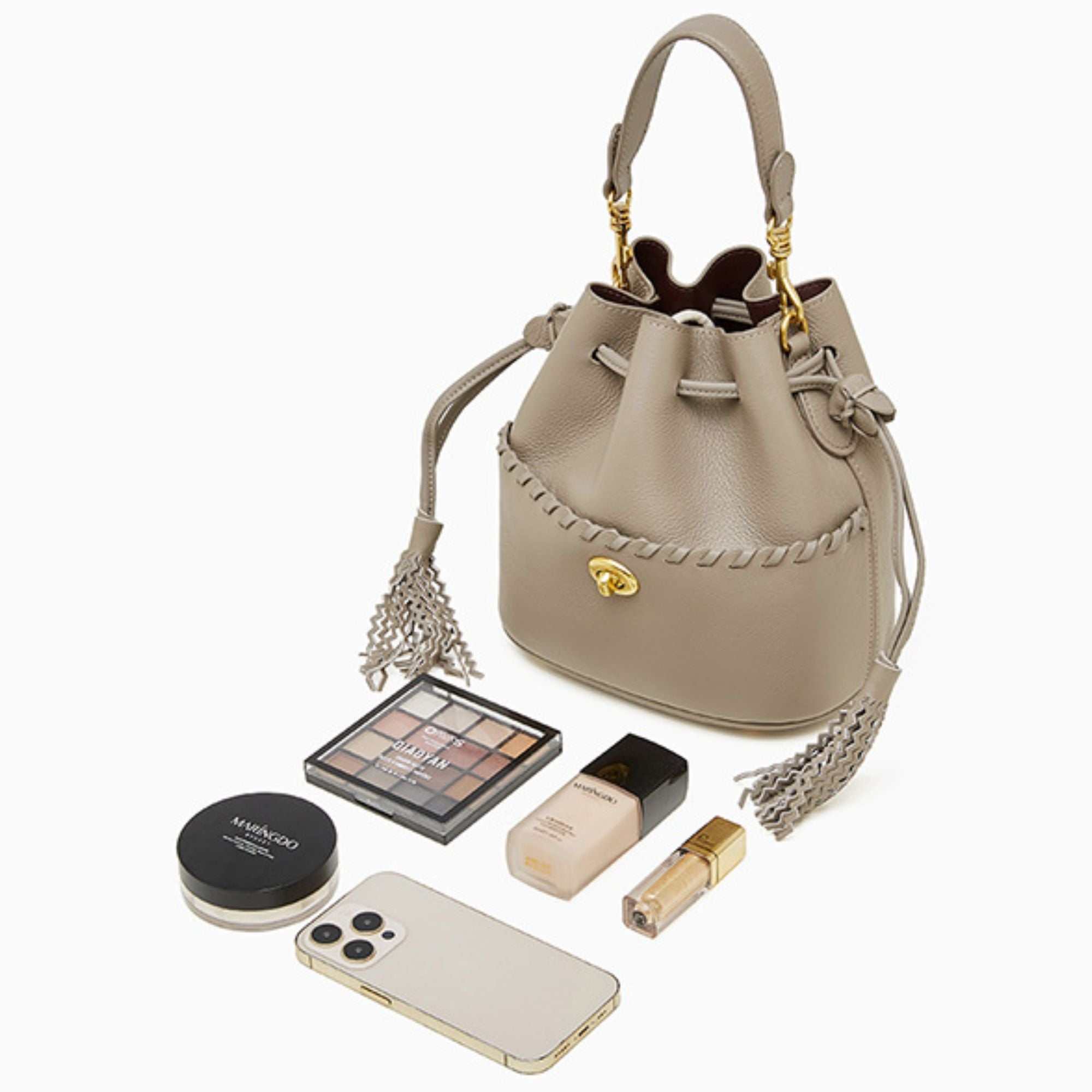 ChicTote Tassel Leather Bucket Bag