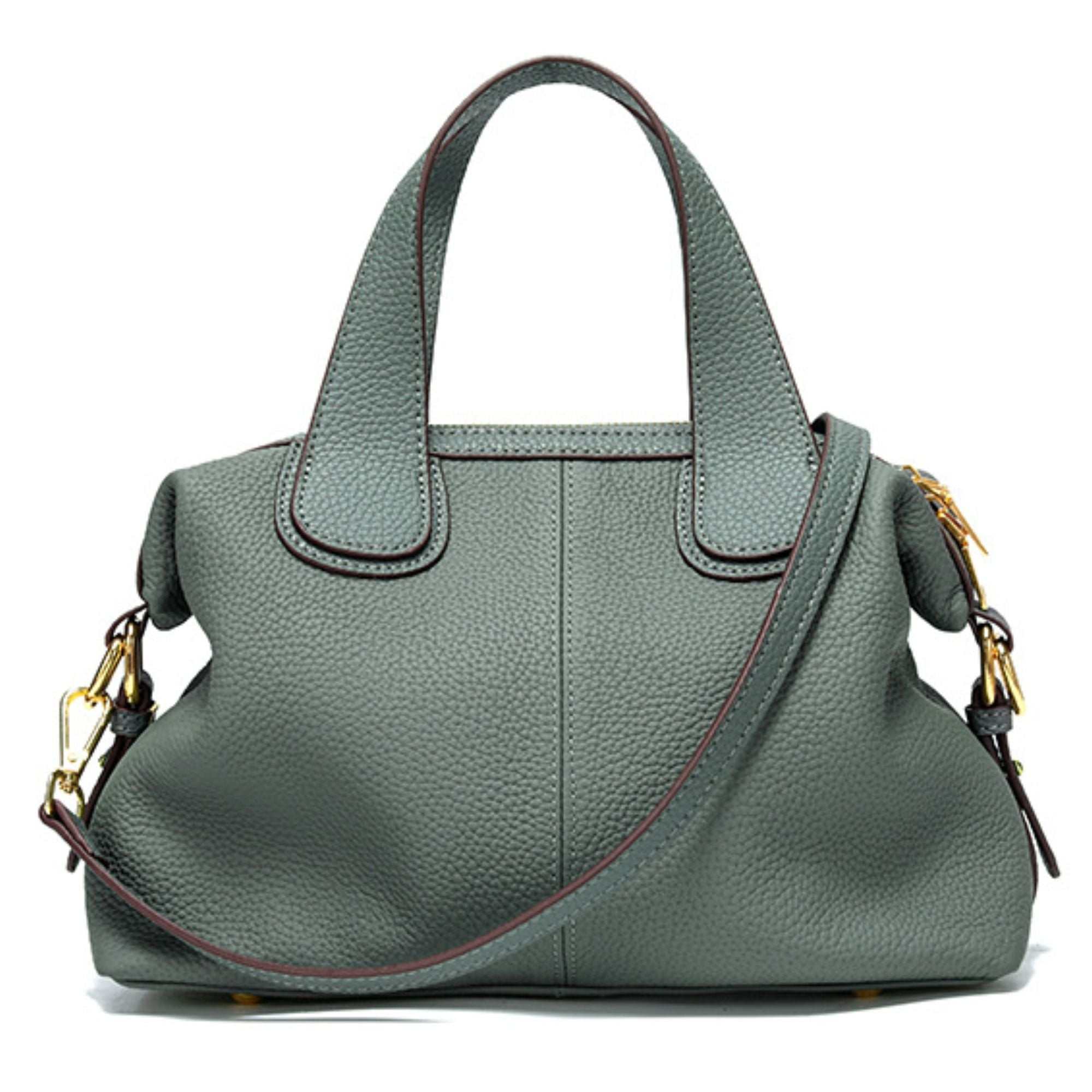 Crossbody bag in sage green lychee leather with
