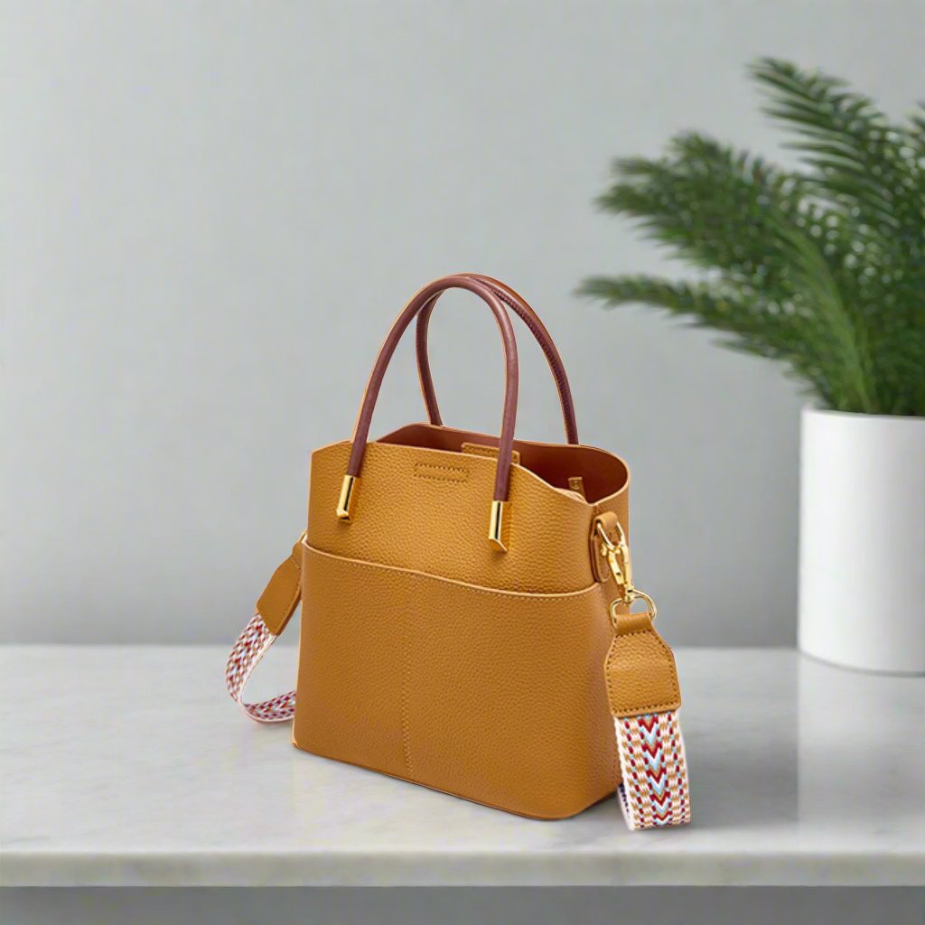 Crossbody Leather Bucket Handbag