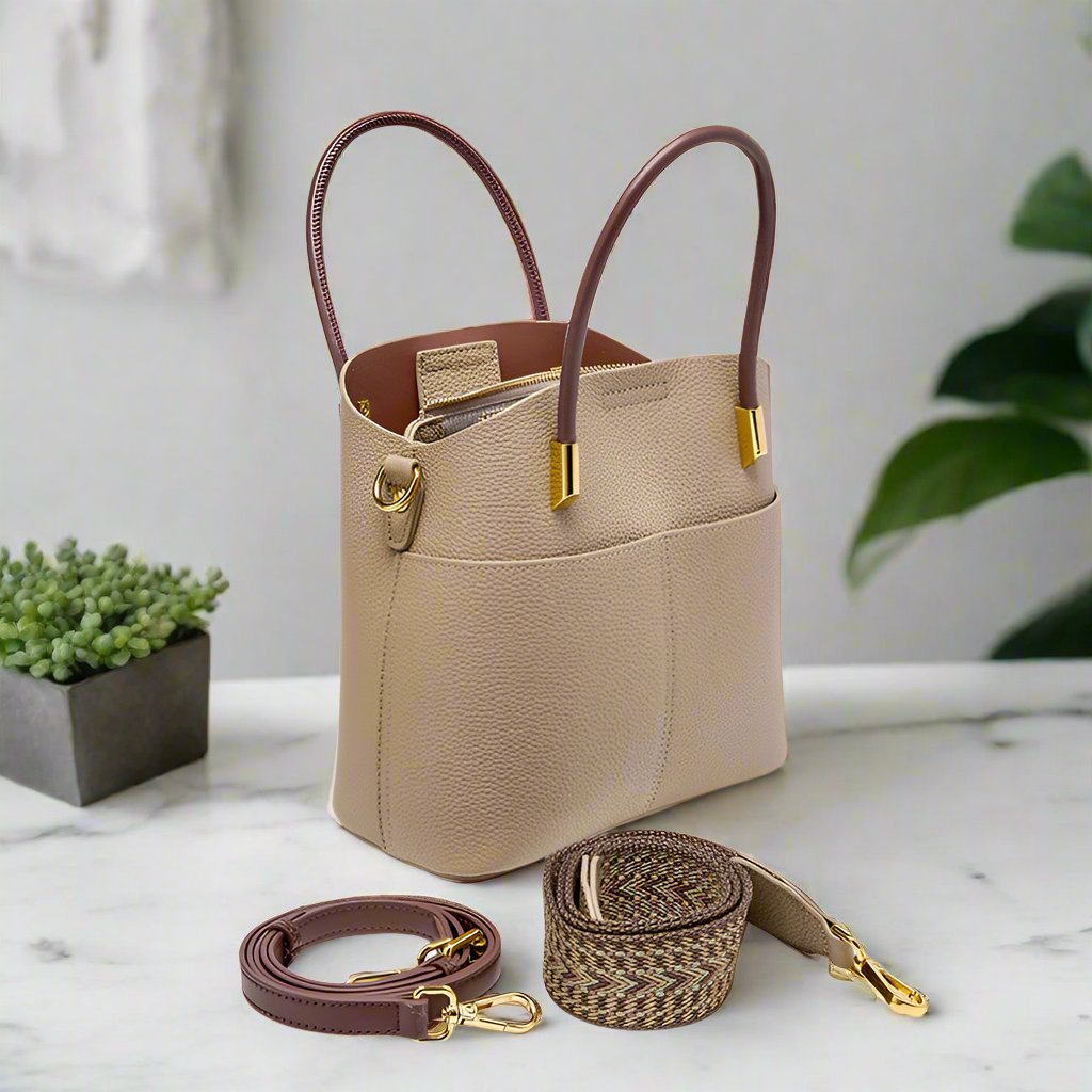 Crossbody Leather Bucket Handbag