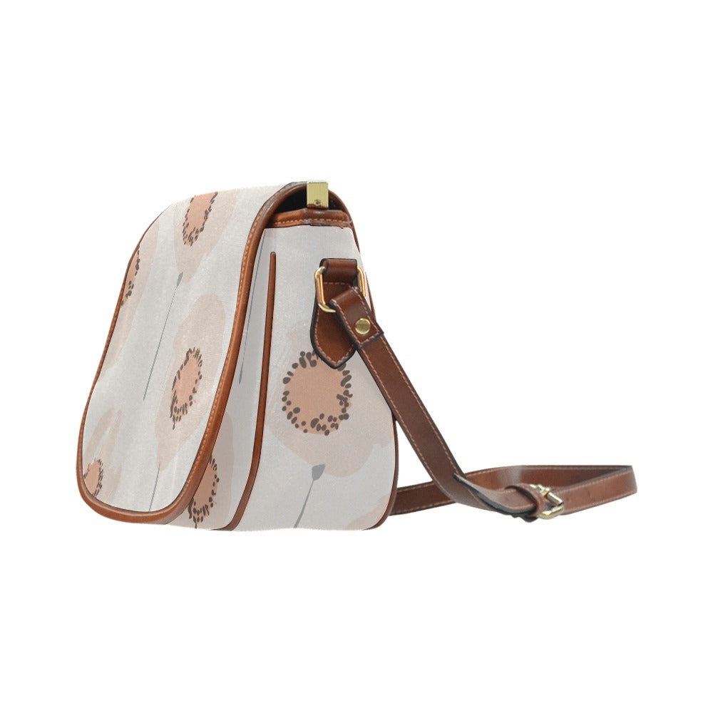 Crossbody Saddle Handbag Small, Peach Poppy