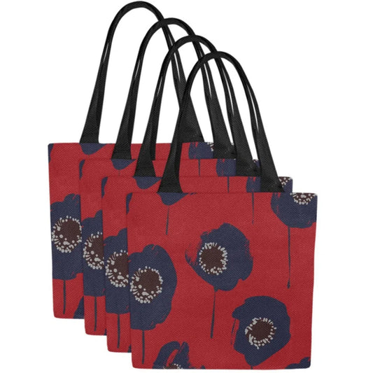 floral canvas tote bags- b poppy Canvas reusable shopping grocery bag